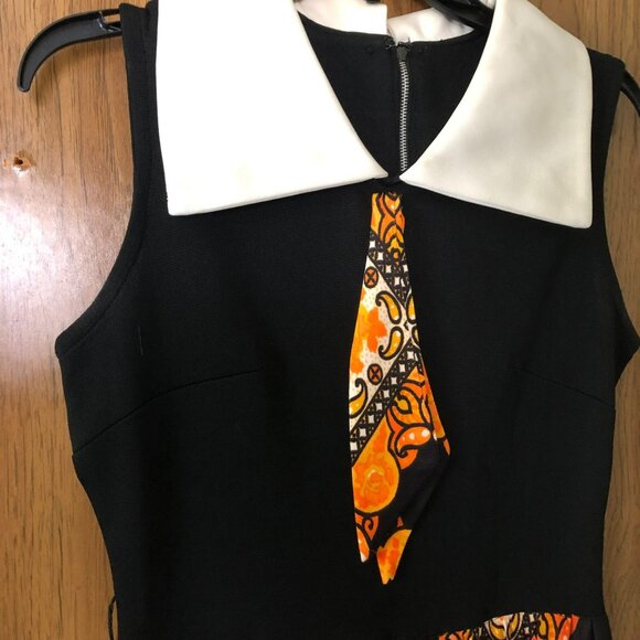 Hippie OOAK 70s Maxi Dress Paisley Orange Black Sz 10 Dress Empire Waist - Picture 2 of 8